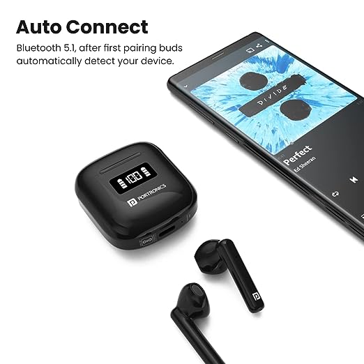 Portronics Harmonics Twins 26 TWS Earbuds with ENC, Bluetooth 5.1, 13mm Driver, 27Hrs Playtime, Digital Display, Type C Charging, Dual Mic.(Black) Portronics Harmonics Twins 26 TWS Earbuds with ENC, Bluetooth 5.1, 13mm Driver, 27Hrs Playtime, Digital Display, Type C Charging, Dual Mic.(Black)